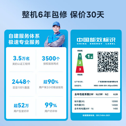 Midea Starlight Pro one-to-four, national subsidy reduced by 20%, multi-connection one-to-three, one-to-multiple, embedded, upgraded version, central air conditioner, 5 HP first-level energy efficiency, one-to-four, small three bedrooms and one living room