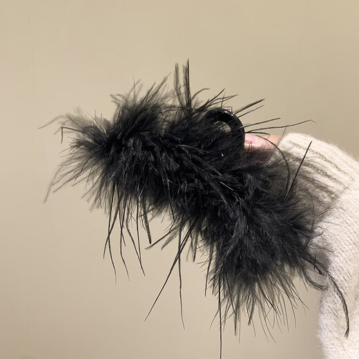 Two Worlds Feather Clip Women's Back Hair Clip High-end Hair Accessories High-end Clip 2025 New Hair Hair Clip Shark Clip Black Medium Size 9.5CM Shows More Hair