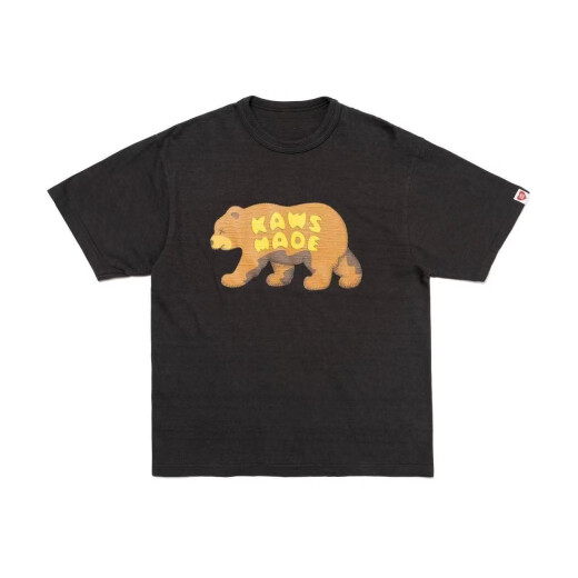 Spot humano0 japonés verano pesado bambú algodón oso polar camiseta de manga corta camiseta corta japonesa negro 3882 m