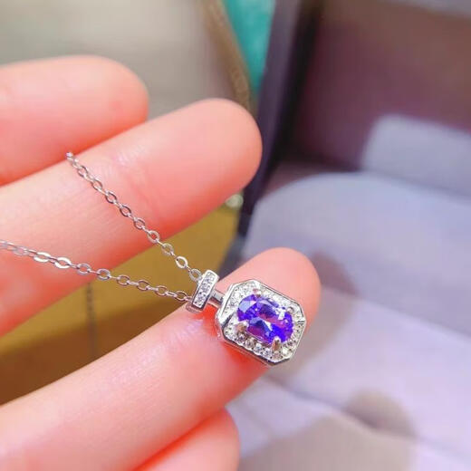 DYAI Natural Tanzanite Pendant Women's 925 Silver Inlaid Blue Gemstone Necklace Simple Fashion 57mm Jewelry Gift