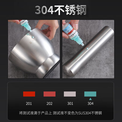 Enshousu 304 stainless steel garlic masher, masher, jar grinder, garlic masher, garlic masher, household large 10 cm drum-shaped masher, anti-spill lid with free spoon