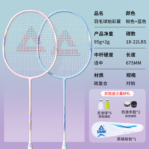 匹克羽毛球拍对拍碳复合超轻耐打成人儿童专业比赛训练球拍彩翼双拍