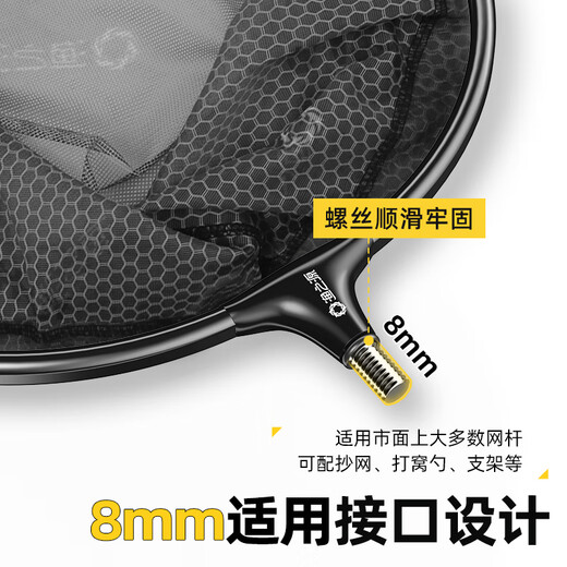 Fishing source quick-drying net head fishing net copy net net pocket net copy head anti-hanging copy net head accessories net head fishing gear 40cm aluminum alloy black net head upgraded version