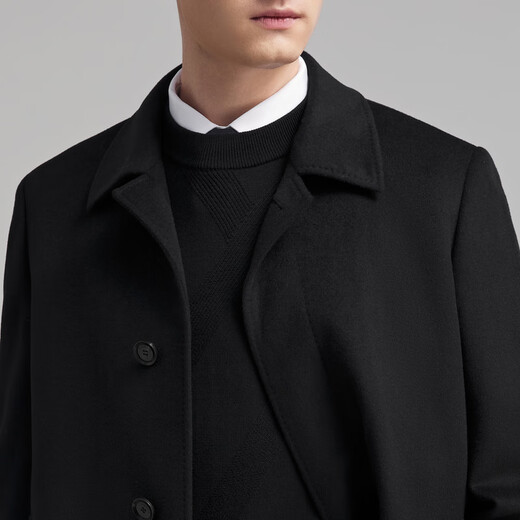 YOUNGOR Coat Men's Wool Cashmere Blended Fabric Business Coat Classic Goose Down Lined Coat 2025 New Product Black VYSY01N997AFA XL 180/100A (Recommended 150-160Jin Jin equals 0.5 kg)