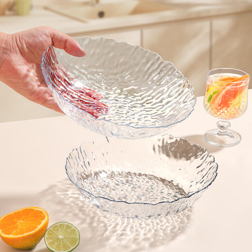 Baiji fruit plate, snack plate, living room household dry fruit plate tray, candy nut plate, glacier pattern light luxury fruit plate, two packs