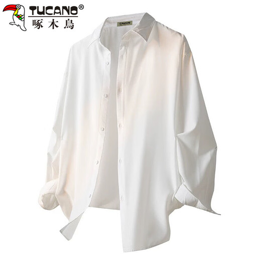 Рубашка Дятел (TUCANO), мужская осенняя свободная повседневная однотонная рубашка с длинными рукавами, модная мужская куртка с драпировкой, черная XL
