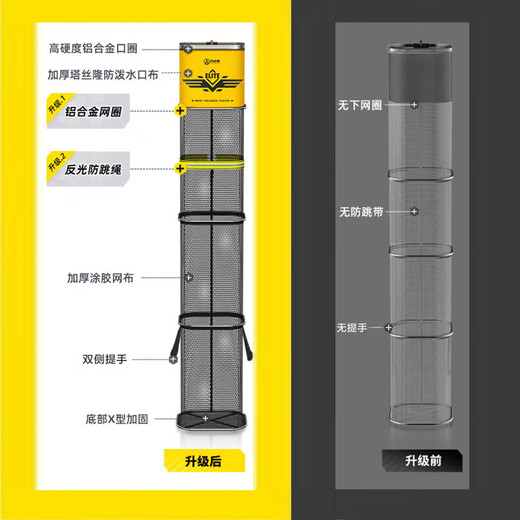 Thickened rubberized square fish protection net bag, special fishing box for wild fishing, portable mini square anti-hanging quick-drying fishing protection 23cm 1m (without bag)