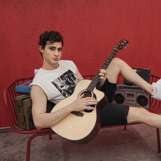 SAGA guitar spruce SF600GC solid wood color entry-level folk 41-inch guitar recommended for beginners with gift package teaching