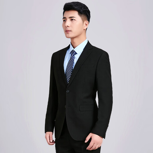 Haipai Haoyu suit men's business formal suit, professional suit, groomsmen suit, groom's suit, single suit men's single coat, black two-button single top 185A recommended 72-78kg
