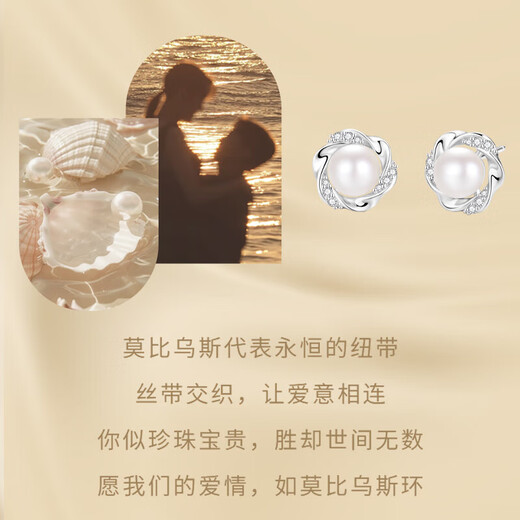 GLTEN Mobius Pearl Silver Earrings Women's Earrings Ring Pendant 2025 New Birthday Anniversary Gift for Girlfriend and Wife