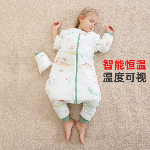 Baby Sleeping Bag Autumn and Winter Pure Cotton Thickened Baby Pajamas Constant Temperature Split Leg Sleeping Bag Children's Anti-Kick Quilt Dragon and Phoenix Chengxiang Split Leg Winter Thick Cotton 0-15 C Temperature Visible M Code Height 65-85CM Recommended Age 9 Months-2 Years