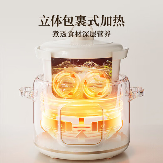 Bear Electric Stew Pot, Electric Stew Cup, Soup Pot, Stew Pot, Electric Casserole, Porridge Pot, Baby Porridge Household Reservable Multifunctional Healthy White Porcelain DDG-E20M1 Beige White Porcelain 2L