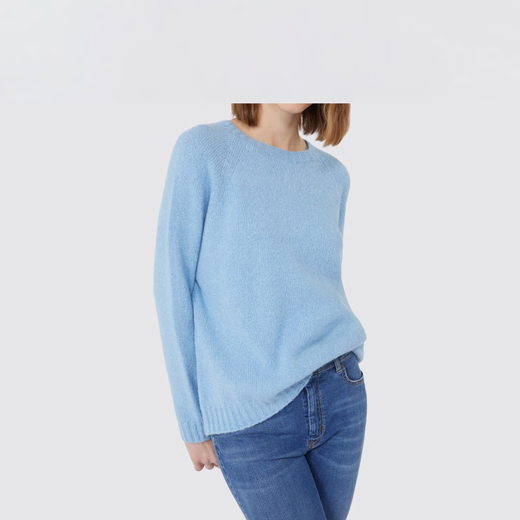 Fin de semana Max Mara 2025 Temprano otoño Nuevo suéter de mezcla de alpaca para mujeres 5366155106 Azul L