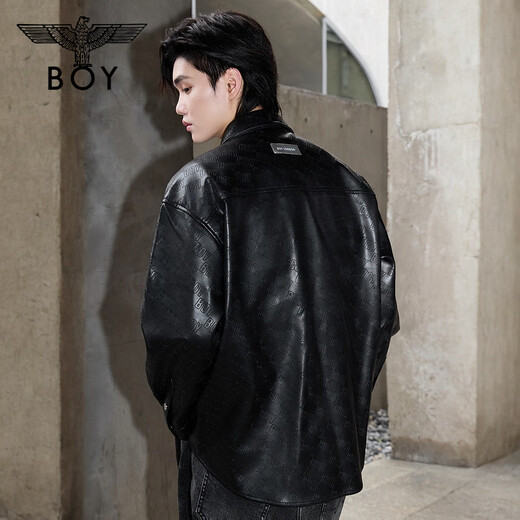 BOY LONDON Xuanwen Mirror Autumn Men and Women Same Style Loose PU Leather Shirt Jacket N44003 Black L