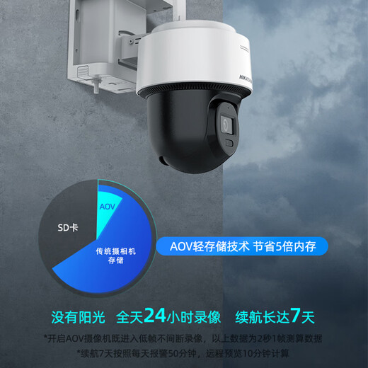 Hikvision 4G-Kamera, lebenslanger kostenloser Verkehr, Outdoor-Mobiltelefon mit Vollfarb-Nachtsicht, 360-Grad-Panoramablick ohne tote Winkel, Heimmonitor, 4 Millionen Einzelkamera, lebenslanger kostenloser Verkehr/Solarstromversorgung, Standardkonfiguration