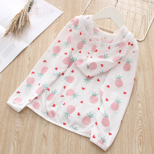 Fat Donglai Girls' New Pure Cotton Sun Protection Clothing Medium and Large Children's Hooded Skin Jacket Thin Cardigan Children's Baby Air Conditioner Spring and Summer Pink Peach 130 cm