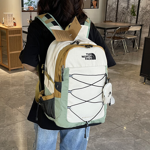 Dynamic North DYNAMIC NORTH new large-capacity backpack male and female student school bag casual backpack outdoor sports travel computer bag mountaineering bag off-white with yellow-new product