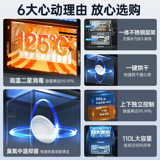 Rongsheng Disinfection Cabinet Embedded Home Kitchen Disinfection Cupboard High Temperature UV Disinfection Cabinet 110L Large Capacity National Subsidy RX02F(A)