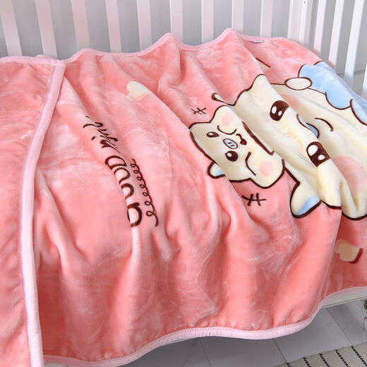 Ye Yu Kindergarten Quilt Baby Blanket Baby Cover Blanket Windproof Blanket Double-layer Double-sided Velvet Thickened Warm Autumn and Winter Blanket Large Bottle Powder 100x120 1.3Jin Jin equals 0.5kg Simple packaging for personal use
