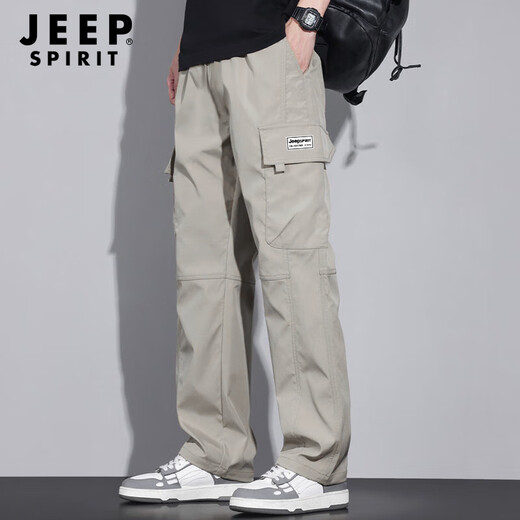 JEEP SPIRIT Jeep casual pants men's autumn trendy workwear pants men's loose straight wide-leg pants sports trousers versatile men's pants