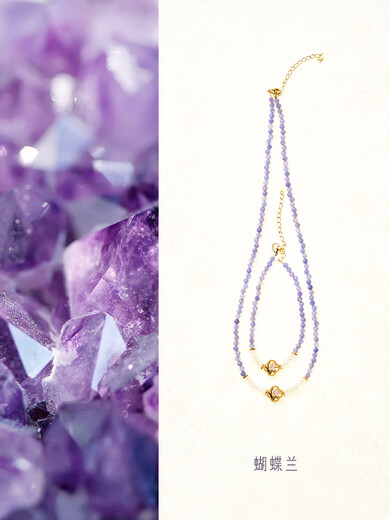 DYAITanya Original Phalaenopsis Natural Tanzanite Necklace Women's Clavicle Chain Niche High-end Jewelry Handmade Pendant Phalaenopsis Tanzanite Necklace 39+5CM
