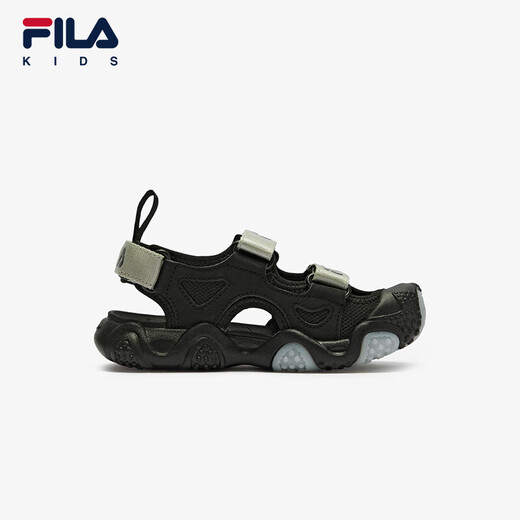 Fila Fila Children's Shoes Jellyfish Sandals 2025 Summer New Boys and Girls Velcro Flashing Shoes Black/Space Silver-BS 28
