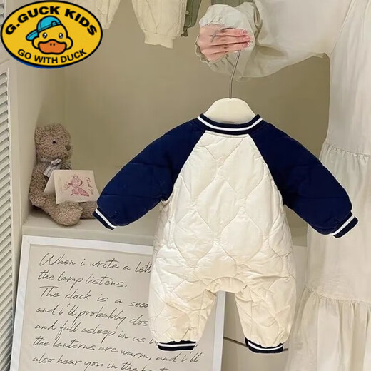 Disney (Disney) baby winter thin cotton jumpsuit for boys, stylish quilted autumn and winter rompers to keep warm when going out, plus cotton hugging clothes, royal blue 80