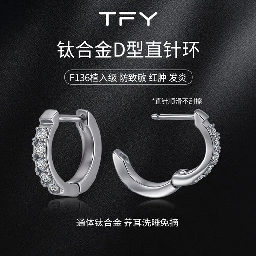 TFY Medical Titanium Alloy Hoop Straight Needle Earrings 2025 New Medical Titanium Steel Ear Bone Nails for Ear Hole Support without Removing D-type Straight Needles for Sleeping, One Pair