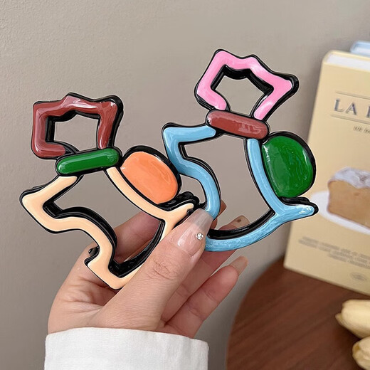 Liu Yifei's same dopamine cartoon puppy clip for women's back hair hair clip cute color matching shark clip 1532B milk coffee puppy-large size