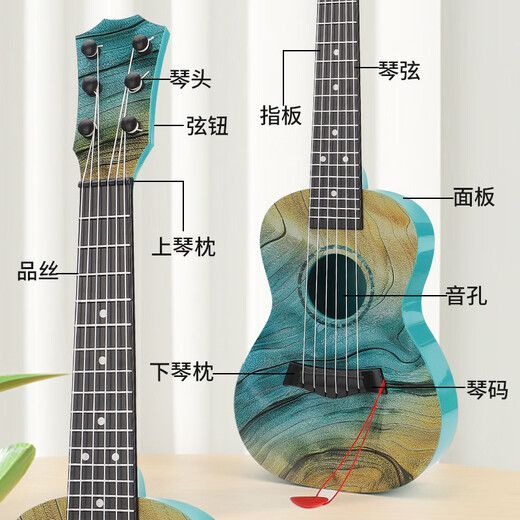 英菲克21寸儿童初学者吉他玩具可弹奏尤克里里音乐乐器玩具 [21寸54厘米]可弹奏四弦尤克里2