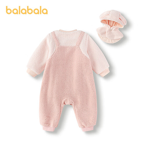 Bala BalaOne baby jumpsuit 2025 new winter baby crawling suit imitation lamb wool shape cute pink rabbit 00366 66cm