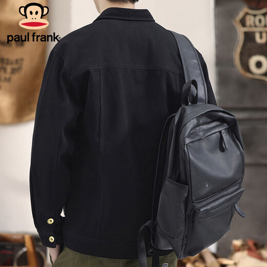Paul Frank Jacket Men's Spring and Autumn Trendy Cotton Work Jacket Men's Casual Denim Top Men's Black XL