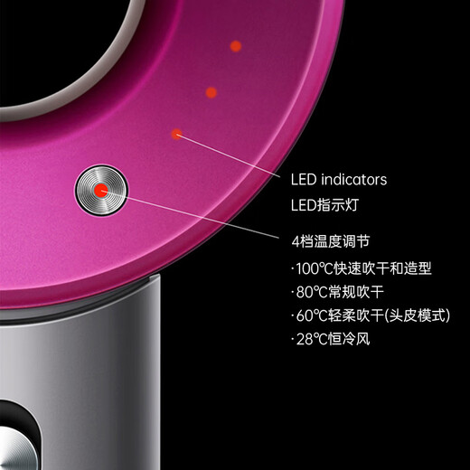 Forest series Huaqiangbei top equipment丨National 3C certification 1 1 high-speed bladeless hair dryer for home hair salon and hotel negative ion hair care high power high wind quick drying official top equipment - single air nozzle rose red 4.5 billion water moisturizing negative ion hair care 2025 new style丨top equipment 1 1 version 1.8 meters long cable gift box