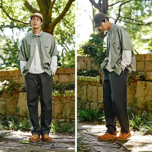 Semir casual pants men's overalls loose straight pants autumn outdoor trousers pure cotton elastic waist 101524127112