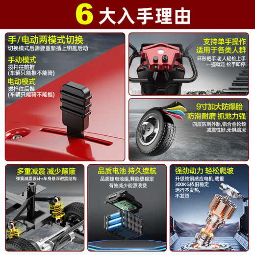 Yongqian elderly electric four-wheeler household foldable moped for the elderly and disabled smart elderly walking electric vehicle 20A lead-acid luxury model about 70 miles/motor 350W