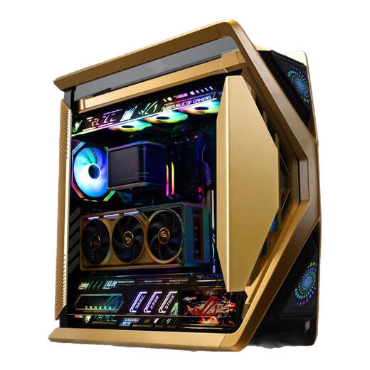 ASUS ROG GR701 God of Creation Белый корпус Серия Fubuki EVA индивидуальная УФ-струйная печать и изменение цвета в стиле полной башни Индивидуальный корпус Замшевая кожа Индивидуальный полный набор световых панелей ARGB Золотое коллекционное издание Черный корпус + индивидуальная настройка (за исключением верхнего и нижнего треугольных экранов)