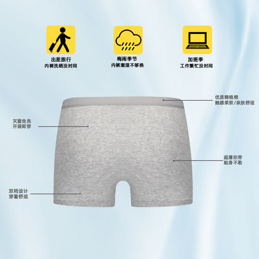 Langsha Disposable Underwear Men's Pure Cotton Boxer Briefs Cotton Sterilized Travel Portable Washable Large Size Men's Daily Disposable Underwear