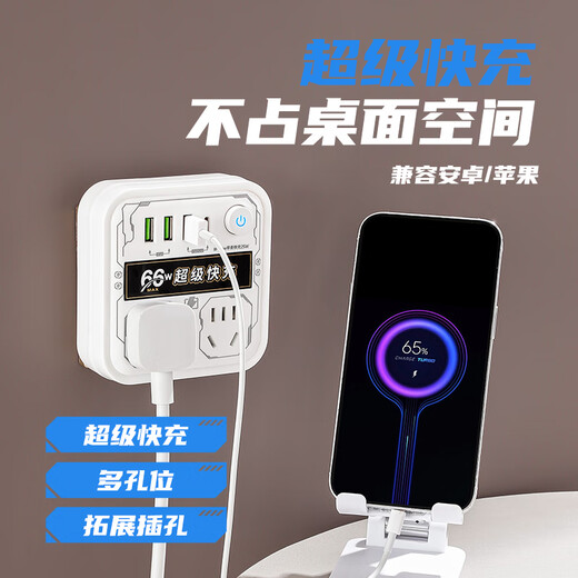 Su Shi Helmo mecha style 66W gallium nitride super fast charging plug board 2 positions 3USB+C Apple/Huawei/Xiaomi/Vivo adapter plug/terminal board/pull line board 1.8 meters