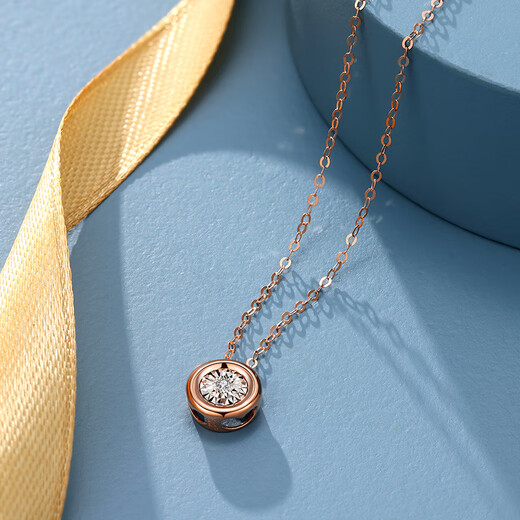 Chao Acer Heart Pupil 18K Gold Necklace for Women Rose Gold Color Gold Diamond Set Chain for Girlfriend’s Birthday Gift Chain Length Approximately 42cm