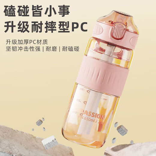 Teacher's Day gift water cup for pregnant and postpartum women with straw cup with scale and high temperature resistant food grade for students and children, orange 650ml