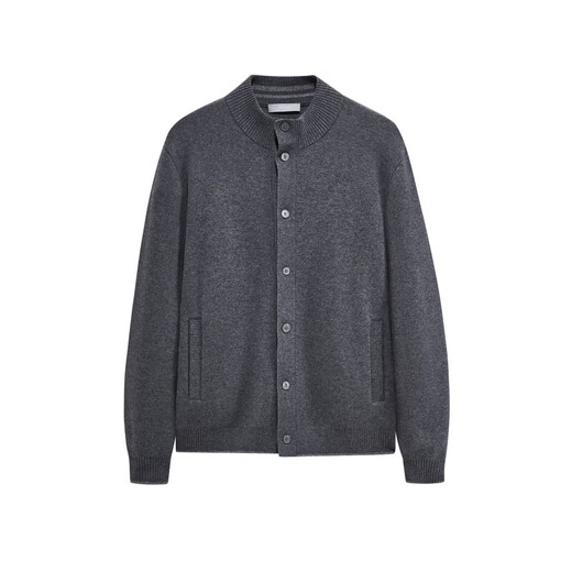 Jiumuwang Shopping Mall Same Style Men's Sweater Men's 2025 Spring New Comfortable Sheep Wool Single-breasted Stand-up Collar Sweater JX Slim Version + Asphalt Gray + FK1552612 XL 180/100A(52)