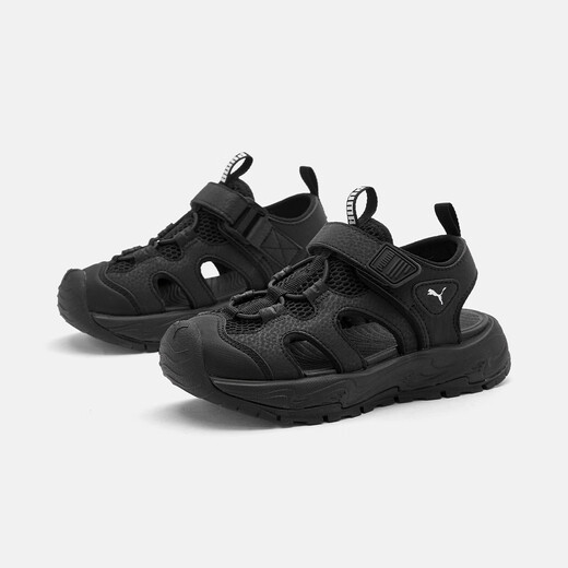 Puma official authentic children's shoes children's sandals and slippers, toe-cap shoes, breathable and comfortable black-Puma white 28
