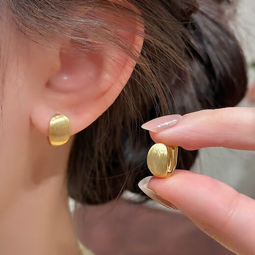 18k real gold plating brushed oval earrings simple fashionable temperament earrings light luxury high-end earrings wholesale earrings - gold (18k real gold plating)