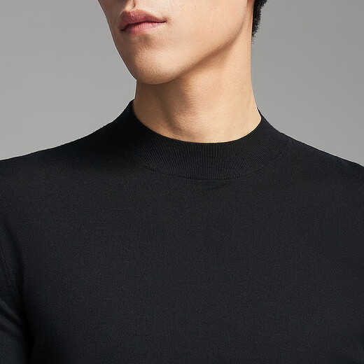 雅戈尔毛衫男全羊毛半高领羊毛衫超细毛条羊毛织物温暖舒适2025新品合款 黑色VYQW619965ABA L 105cm （推荐145-165斤）