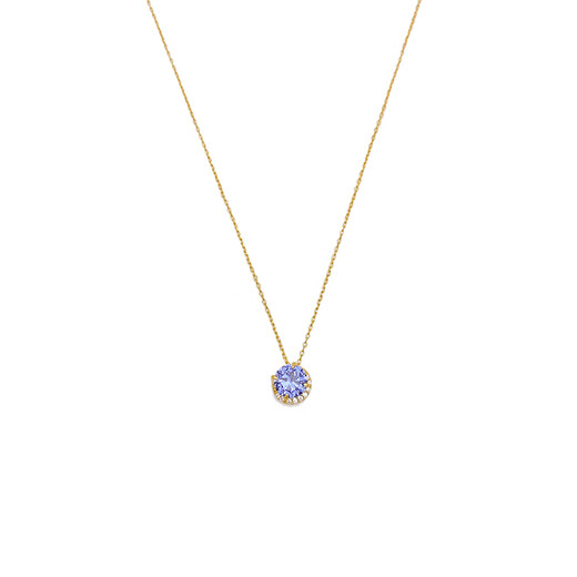 WSAY Japanese star Jewelry natural tanzanite 18K gold necklace light luxury amethyst aget natural tanzanite necklace