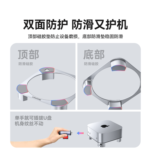 Shanze suitable for Mac mini M4/M4 Pro stand base Mac mini computer host accessories desktop support rack cooling bracket aluminum alloy metal ZJ-M4