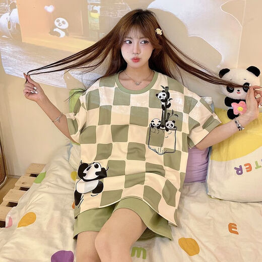 Mu fengqing sommer pyjamas Frauen Kurzärärmelte Shorts Anzug Cartoon Dünne Fett MM Plus Größe LOSS DER PAJAMAS OUTS 694 Kapibala + 693 Black Smiley Face M [Vorgeschlagene 80-98 Jin [Jin gleich 0,5 kg]]]