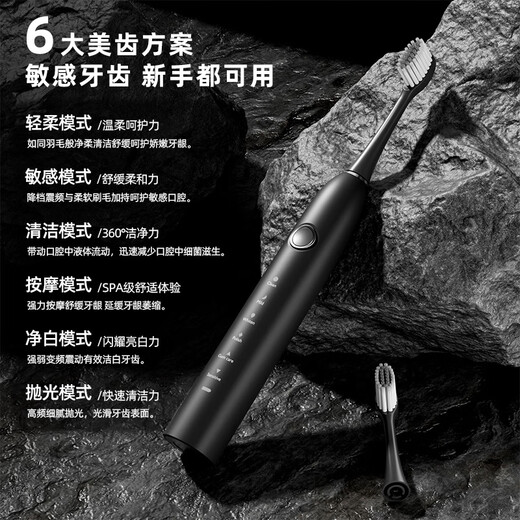 DSK Electric Toothbrush Rechargeable Cross-Border Adult Soft-bristled Automatic Sonic Rechargeable Smart Teeth Cleaning Artifact Couple Model A8 White Comes with 4 brush heads + travel box + stand