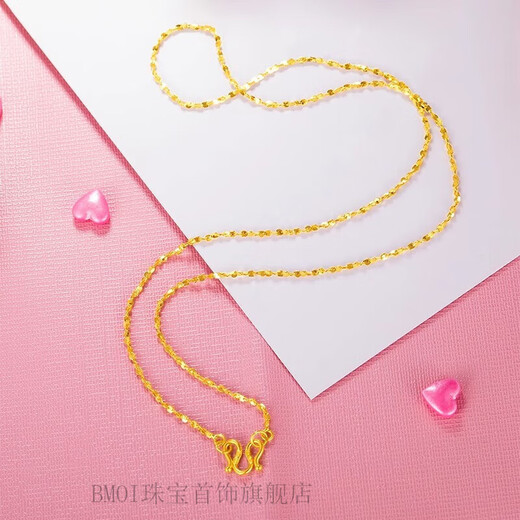 BMOI Old Phoenix 999 Gold Pure Gold Necklace Gypsophila 24k Women's Clavicle Chain Classic and Versatile for Valentine's Day 1.51g