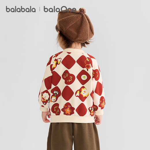 巴拉巴拉balaOne童装儿童卫衣宝宝2025冬装加绒休闲印花上衣209425121201